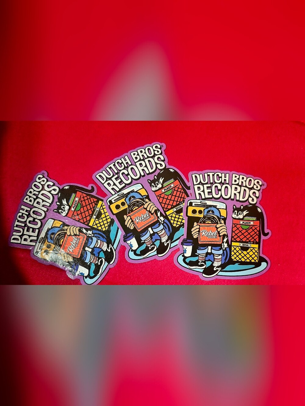 Dutch Bros Records Theme  Set Of 3👈 Limited Edition Stickers NWT ✨️